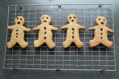 Gingerbread men on coooling tray
