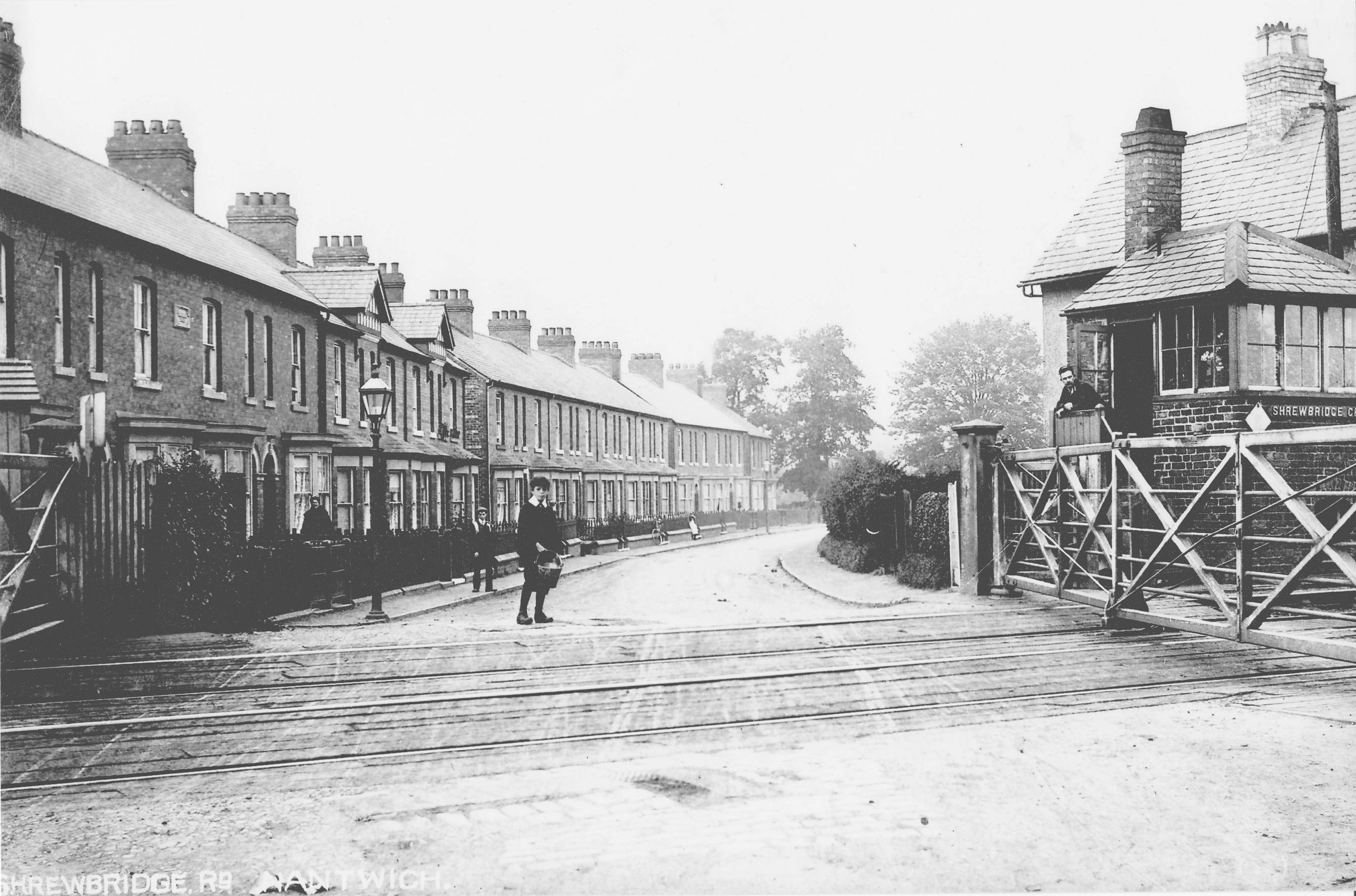 Shrewbridge Road railway crossing in Nantwich, Cheshire